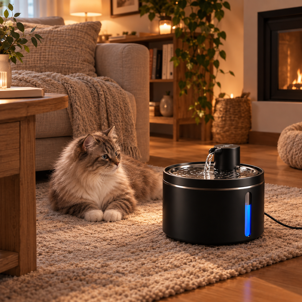 Fontaine à Eau Sans Fil pour Chat - Acier Inoxydable 2,5L - Ultra Silencieuse avec Capteur de Mouvement