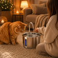 Fontaine à Eau Automatique pour Chat - Acier Inoxydable 2,2L - Ultra Silencieuse avec Fenêtre de Visualisation